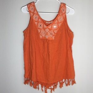 Women’s Cato Tank Top Jeweled Fringe Boho Beachy